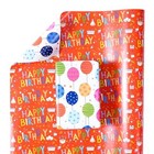 Reversible Birthday Wrapping Paper - Mini Roll - 17 Inches X 33 Birthday Red