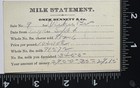 Omer Bennett   Co Milk Statement Card Invoice Order Card Dairy Collectible