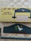 Hand-painted Wooden Duck goose Wall Shelf 1980s Country Blue Towel Rack Nos