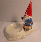 Ceramic Gnome Elf Christmas Candle Holder Unieboek B v 1980 Mushroom Trinket Vtg
