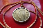 1986  Irish Pony Horse Coin Pendant On A 28  Gold Filled Foxtail Snake Chain