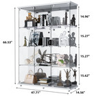 Glass Display Cabinet W mirror 4 Shelves 3 Columns Storage Case For Curio White