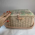 Vintage Wicker Woven Sewing Basket Pink Floral Philippines