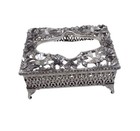 Vtg Small Footed Bird Tissue Holder Ornate Silver Tone Hollywood Regency Vanity