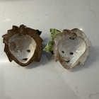 Set Of 2 Ceramic Floral Wall Masks  Glazed Multicolor  Wall Mounted 3in