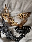 2antique Victorian Style 11 cast Iron Art Wall Bracket Oil Lamp Plant Candle Vtg