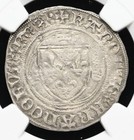 Ngc Au  France King Charles Viii 1483-1498 Ad  Rare Silver Blanc Medieval Coin
