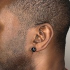 Stainless Steel Mano Stud Hex Earrings With Black Ion Plating For Men - 9 Mm