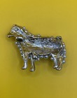 Silver Tone Faux Pearl Sheep Brooch Pin 