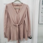 Grace Karen Womens Size 2xl Beighe Tan Long Sleeve Casual Dress Blouse