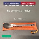 Titanium Fork Spoon Knife Set - Camping Tongs   Ultralight Backpacking Utensils 