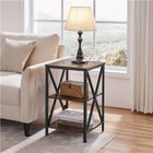 3 Tier Rustic End Table Industrial X Shape Small Wooden Side Table Living Room
