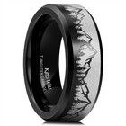 6mm 8mm Tungsten Carbide Wedding Bands For Men   Women   Brushed  Lasered Inlay 