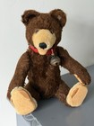 Vtg Us Zone Steiff Mohair Teddy Baby Bear Dk Brown 8    W button   Us Zone Tag
