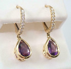 1 5ct Pear Simulated Amethyst Women s Elegant Drop Leverback Earring 925 Silver