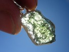 14 Carats 22x13x5mm Moldavite Pendant Set In  925 Sterling Silver   Coa