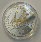 1974 Tanzania 25 Shilingi Silver Proof Coin - Running Giraffes