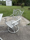 White Metal Outdoor Patio Rectangular Table   Chairs Set  White Metal Top