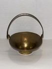 Vintage Solid Brass Candle Holder Votive Tea Light Basket Trinket Dish Handle