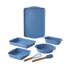 7-piece Aluminized Steel Bakeware Set  Nonstick  Blue Speckle