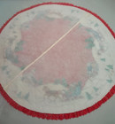 Vintage Christmas Tree Skirt 44  Quilted Country Winter Village Sleigh Lace