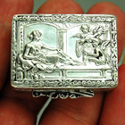 Antique F  Peruzzi 800 Silver Angels Cherubs Singing Romantic Scene Pill Box