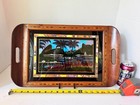 Butterfly Wing Rio De Janeiro Wood W  Glass Serving Tray Mcm Euc 19 X 11 5 Inch
