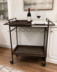 Rolling Bar Cart With Removable Trays Wine Rack Home Serving Cart