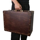 Large Wooden Decorative Storage Trunk - Wood Leather Treasure Chest Box Vinta   