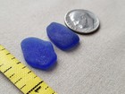 Genuine Pure Beach Sea Glass Surf Tumbled Cobalt Blue Frosted Ocean Two Small V3