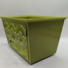 Mcm Vintage Avocado Green Daisy Flowers Napkin Holder Basket - 1960 - 1970 s