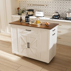 Kitchen Island On Wheels W storage   Power Outlet Movable Breakfast Bar Table