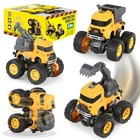 Construction Toys 4 Pack Friction Powered Excavator Crane Dump Truck Mixer For