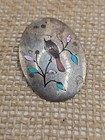 Vintage Larry Watchman Navajo Sterling Silver Shell Inlay Pendant Crested Bird