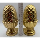 Vintage Solid Brass Pineapple Bookends Hollywood Regency Gold Decor Set Of 2