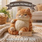 Diy Wool Felting Kit Red Tabby Cat Figurine  Handcrafted Craft Gift For Hobbies