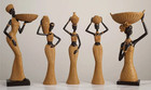 African Woman Statue Sculpture Tribal Art Figurine Storage Tray Home Decor Gold