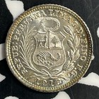 1916 Peru 1 2 Dinero Half Dinero Lot t0991 Silver  High Grade  Beautiful 