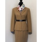 Vtg Valerie Stevens Tweed Skirt Suit Blazer Set Wool Sz 8 Preppy Old Money Tan