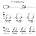 130pcs Adjustable Hose Clamps Worm Gear Stainless Steel Clamp Assortment Set