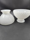 Matched Pair Vintage Hobnail Milk Glass Lamp Shades  2  Fitter  8  Wide Globes