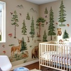 Woodland Nursery Wall Decal - Removable Forest Animal Stickers Pine Tree  Bea   