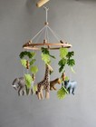 Handmade Safari-themed Baby Crib Mobile  Sage Green Nursery Decor