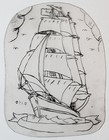Old Vintage Original Traditional Acetate Tattoo Stencil Sailor Clipper Ship 1