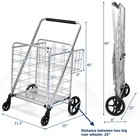 Heavy Duty Folding Shopping Cart Utility Jumbo Double Basket 330lbs Silver