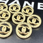 10 Chanel Buttons Cc Logo Round Gold Metal 20mm Vintage