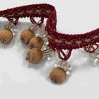 Beaded Fringe Trim For Drapery And Upholstery In Red Color- Per Yard
