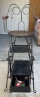 Early 1900   s Shoe Shine Parlor Chair Wrought Iron   Oak W Original Cushion Rare