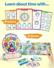 Coogam Wooden Clock Teaching Time Toy  Analog Digital Red  Green  Blue
