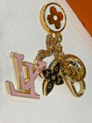 Louis Vuitton Pink Lv Bag Charm Key Holder Monogram Flower Keychain With Box